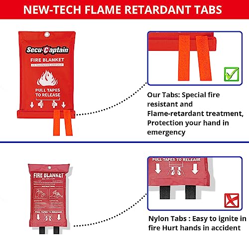 SecuCaptain 2-Pack Fire Blanket for Emergency Safety