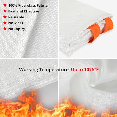 SecuCaptain 2-Pack Fire Blanket for Emergency Safety