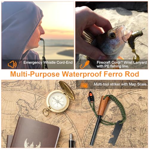 Handmade Wooden Handle Fire Starter Survival Tool