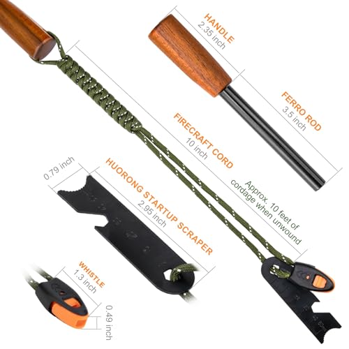 Handmade Wooden Handle Fire Starter Survival Tool