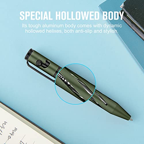 OLIGHT O'Pen Mini Ballpoint Pen, Replaceable EDC Black Ink Pens By Bolt Action for Office, Working, Writing, Construction Work, Special Gifts and etc (OD Green)