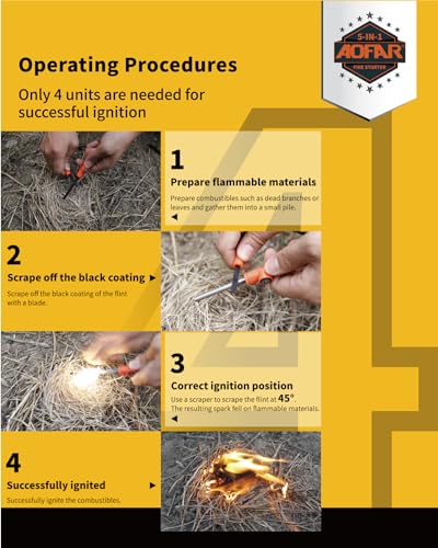 AOFAR 5-in-1 Fire Starter Survival Tool Set