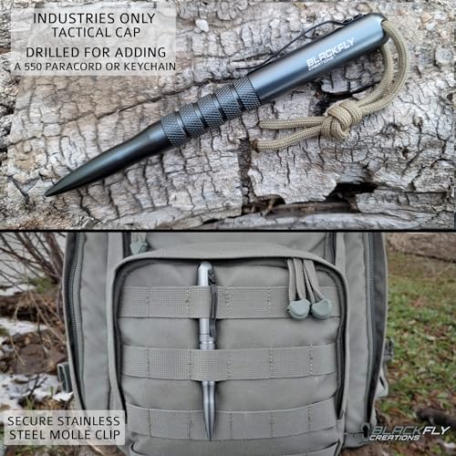 Tactical Pen Self Defense Weapon EDC Survival Tool, SWAT Military Police Gear Glass Breaker Kubaton, Drilled Cap for Lanyard or Keychain, 2nd Ink Refill & Gift Box Gray or Black 100% Quality Guarantee