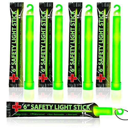25 Bright Green Glow Sticks for Emergency Use