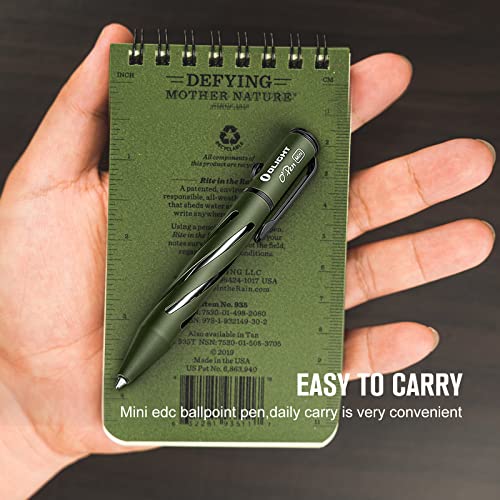 OLIGHT O'Pen Mini Ballpoint Pen, Replaceable EDC Black Ink Pens By Bolt Action for Office, Working, Writing, Construction Work, Special Gifts and etc (OD Green)