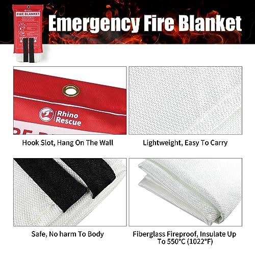 RHINO RESCUE Fire Blanket - 40" Fiberglass Protection