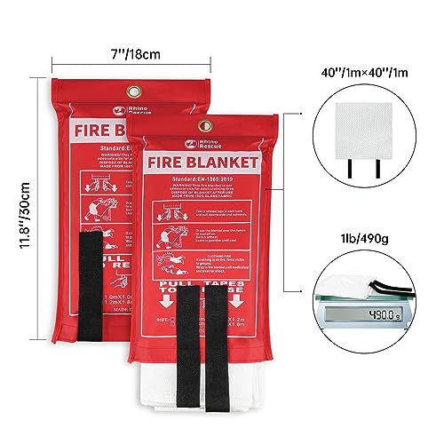 RHINO RESCUE Fire Blanket - 40" Fiberglass Protection