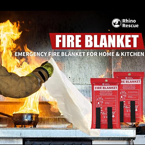 RHINO RESCUE Fire Blanket - 40" Fiberglass Protection