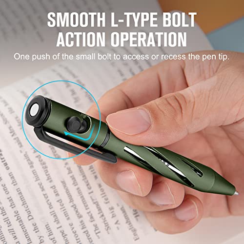OLIGHT O'Pen Mini Ballpoint Pen, Replaceable EDC Black Ink Pens By Bolt Action for Office, Working, Writing, Construction Work, Special Gifts and etc (OD Green)