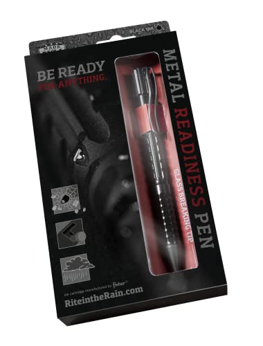 Rite in the Rain All-Weather Readiness Metal Tactical Pen, Bolt-Action Clicker, Glass Breaking Tip, Black Ink, Made in the USA (No. AO50)