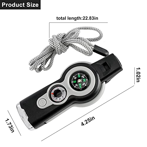 7-in-1 Survival Whistle with LED Compass