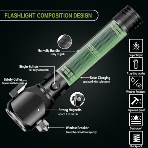 Solar-Powered Tactical Flashlight with Emergency Features