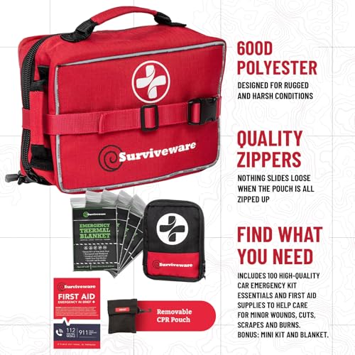 Surviveware Premium First Aid Kit - Large Red