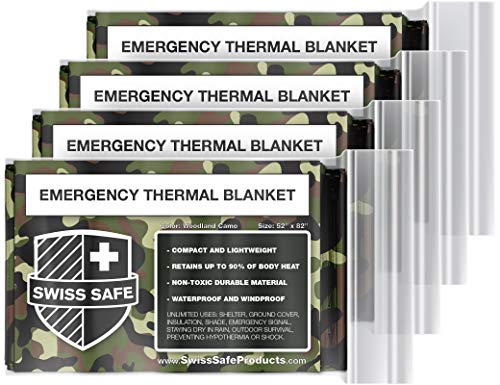 Mylar Thermal Blankets with Bonus Space Blanket 4-Pack
