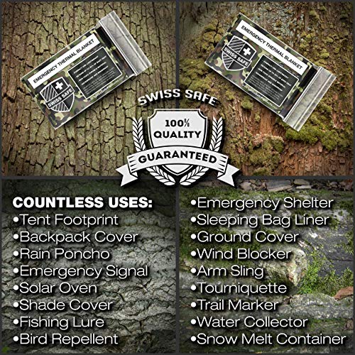 Mylar Thermal Blankets with Bonus Space Blanket 4-Pack