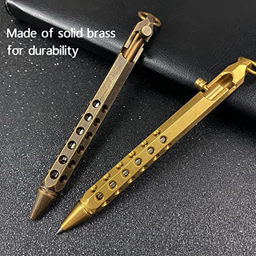 YUEZUDPO Bolt Action Pen, Solid Brass edc Pen Six-edge Pocket Metal Tactical Pen with Refills and Clip Signature Pen for Business, Christmas, Birthday (Black)