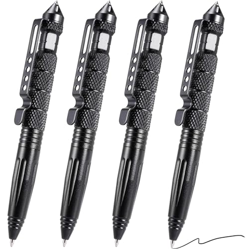 Lsqurel Tungsten Steel Tactical Pen for Glass Breaker Mutifunction Defense Pen (4 Pack)