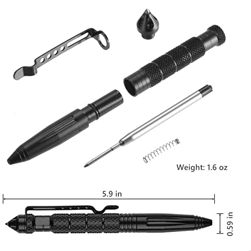 RUISHYY 2 Pack Military Tactical Pens with 8 Black Refills, Emergency Self Defense & Glass Breaker Pen, Multi-Functional Survival Tac Pens Gifts for Men Dad Husband Him
