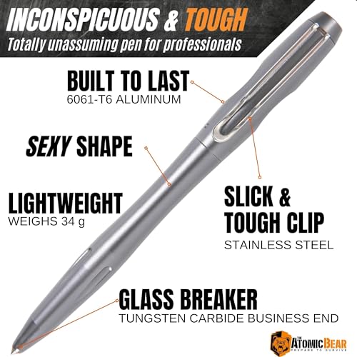 Self Defense Tactical EDC Pen, Car Window Glass Breaker, Emergency & Survival Military Pens For All Weather With 2 Ink cartridges, Cool Gadget for Men and Women