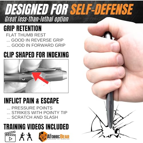 Self Defense Tactical EDC Pen, Car Window Glass Breaker, Emergency & Survival Military Pens For All Weather With 2 Ink cartridges, Cool Gadget for Men and Women