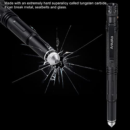The Most Loaded 7-in-1 Tactical Pen: Solves Others Weaknesses, Self Defense Tip + Flashlight + Ballpoint + Stylus + Bottle Opener + Screw Driver + Hexagonal Wrench, 5 Inks + 9 Batteries + Gift Box