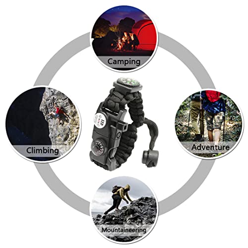 20-in-1 Paracord Survival Bracelet with LED Light