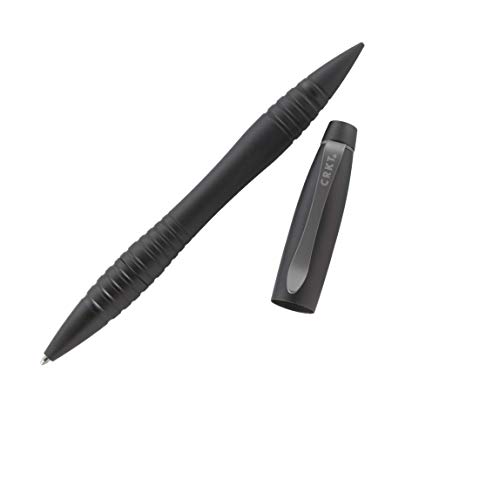 CRKT Williams Tactical Pen: Low Profile, EDC Self Defense Survival Pen Made of Black Anodized Aluminum with Pressurized Ink Cartridge and Pocket Clip TPENWK