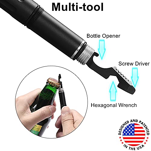 The Most Loaded 7-in-1 Tactical Pen: Solves Others Weaknesses, Self Defense Tip + Flashlight + Ballpoint + Stylus + Bottle Opener + Screw Driver + Hexagonal Wrench, 5 Inks + 9 Batteries + Gift Box