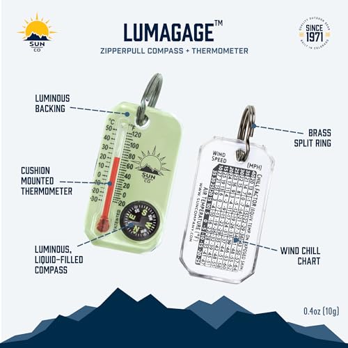 LumaGage Glow-in-the-Dark Compass & Thermometer