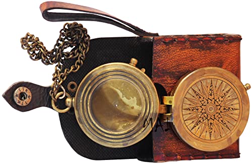 Antique Engraved Camping Pocket Compass for Navigation