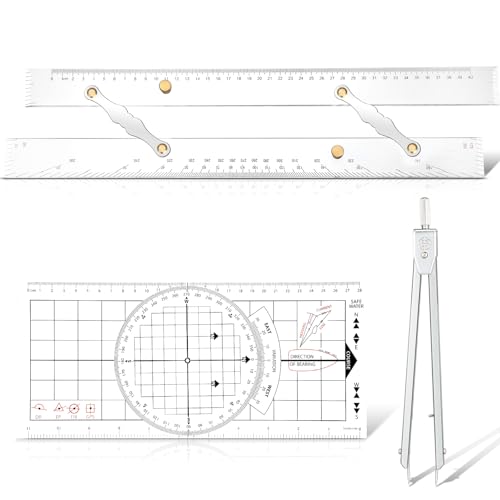 Marine Navigation Set: Ruler, Divider & Protractor
