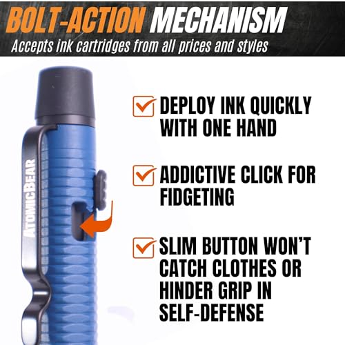 The Atomic Bear Stealth Pen Pro Tactical Pen for Self Defense - Enhanced Writing Survival Pen with Glass Breaker to Escape & Defend - Bonus Training to Protecting Yourself - Great Gift for Men - Navy