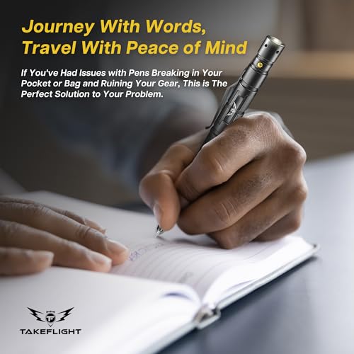 Tactical Pen - Self Defense Pen with Flashlight - Tactical Flashlight Multi Tool Survival Pen + Glass Breaker + Bottle Opener in Gift Box for Men & Women