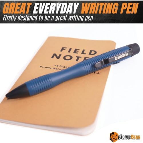 The Atomic Bear Stealth Pen Pro Tactical Pen for Self Defense - Enhanced Writing Survival Pen with Glass Breaker to Escape & Defend - Bonus Training to Protecting Yourself - Great Gift for Men - Navy