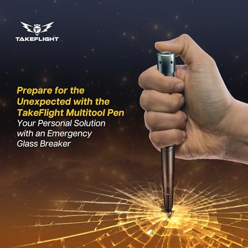 Tactical Pen - Self Defense Pen with Flashlight - Tactical Flashlight Multi Tool Survival Pen + Glass Breaker + Bottle Opener in Gift Box for Men & Women