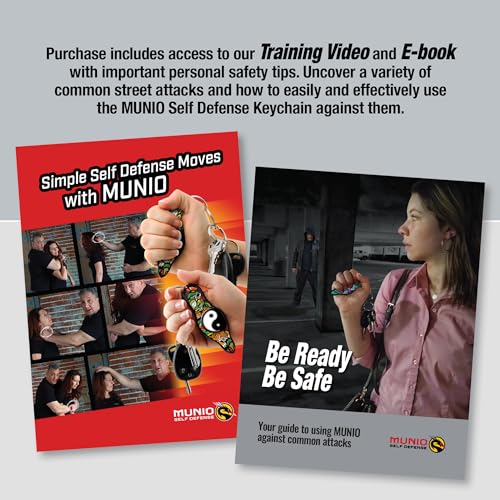 MUNIO Original Self Defense Keychain Kit - Self Protection Personal Safety Essentials, Portable Defense Kubotan, Legal for Airplane Carry - TSA Approved - Made in USA (Thin Red Line)