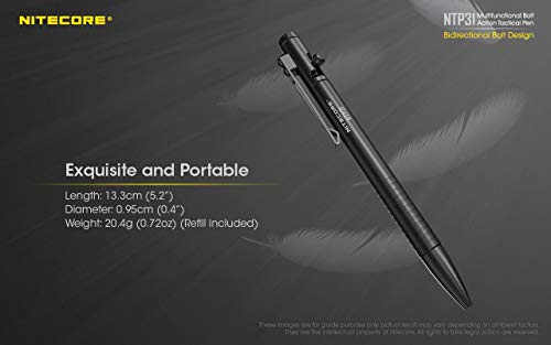 Nitecore NTP31 Aluminum Multifunctional Bolt Action Design Tactical Pen