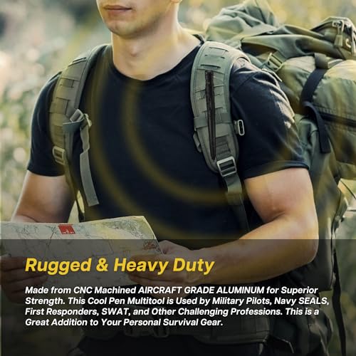 Tactical Pen - Self Defense Pen with Flashlight - Tactical Flashlight Multi Tool Survival Pen + Glass Breaker + Bottle Opener in Gift Box for Men & Women