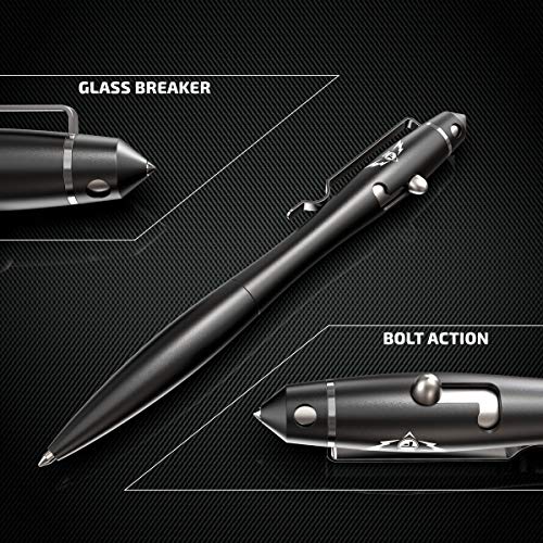 Tactical Pen Bolt Action Pen - EDC Pen for Self Defense for Women or Men - Black Pen Gadgets for Men, Gift from Daughter or Son | Christmas Stocking Stuffer or Husband Gifts from Wife