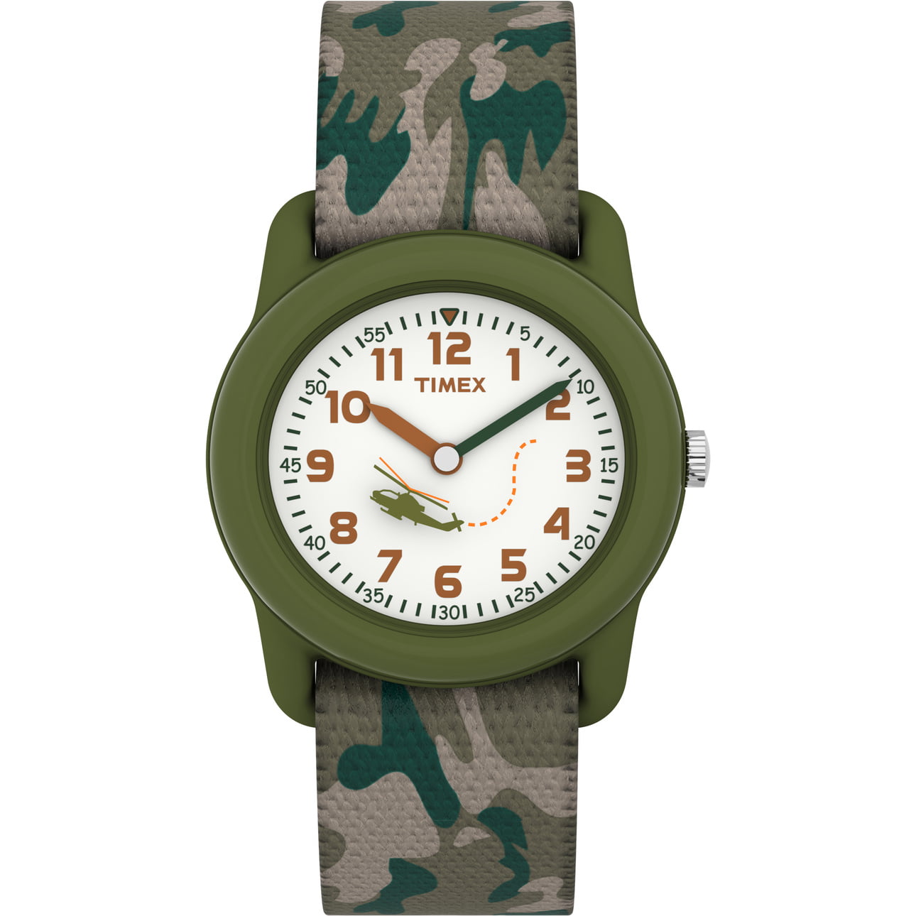 Green/Camo Kids Analog Watch with Elastic Strap