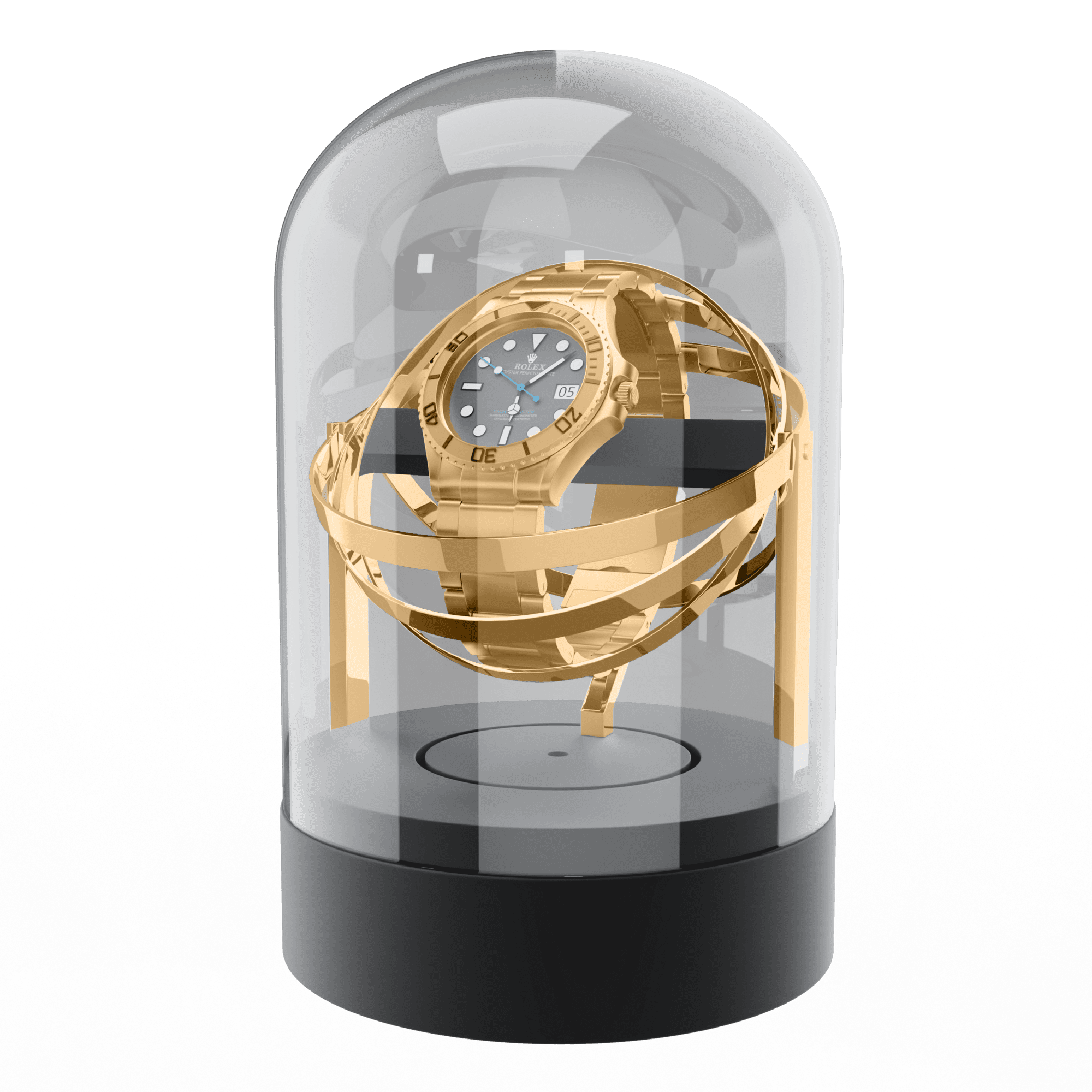 Gold Watch Winder for Rolex Watches - Gyro Orbit Box