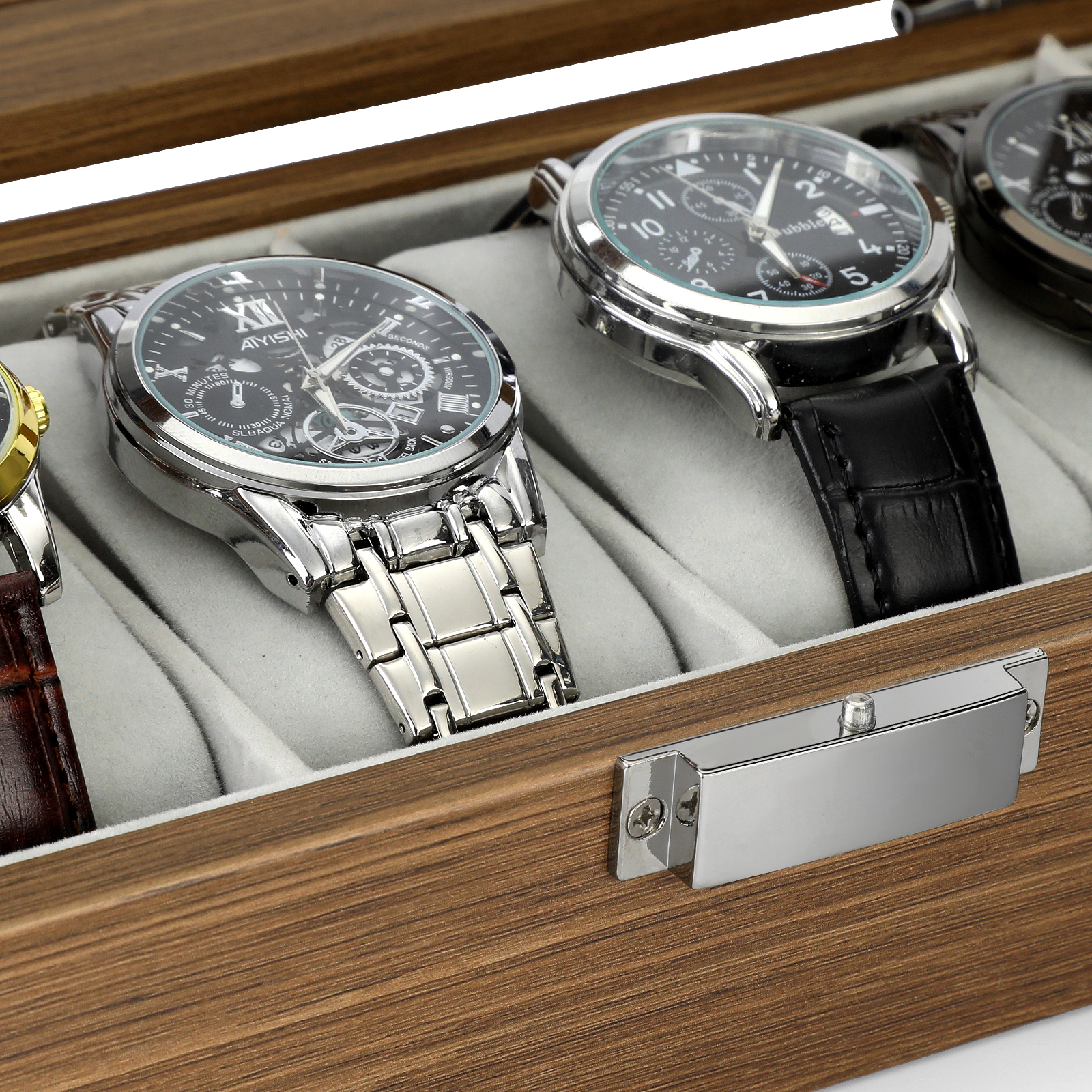 Men's 6-Slot Wood Watch Display Case