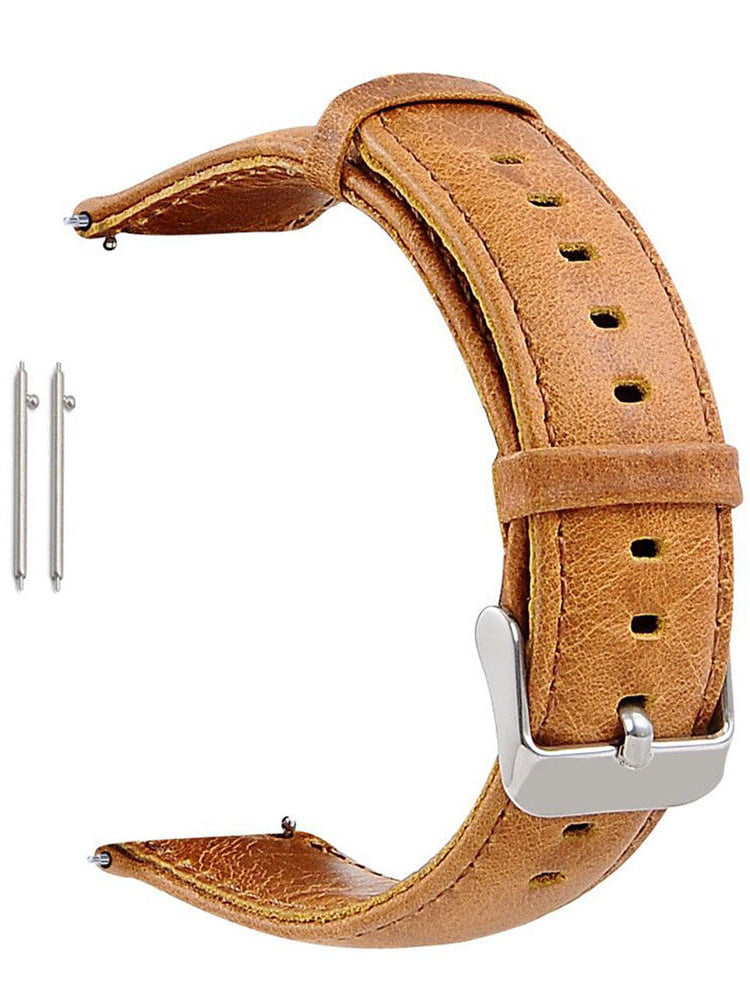 Genuine Leather Watch Band with Butterfly Clasp