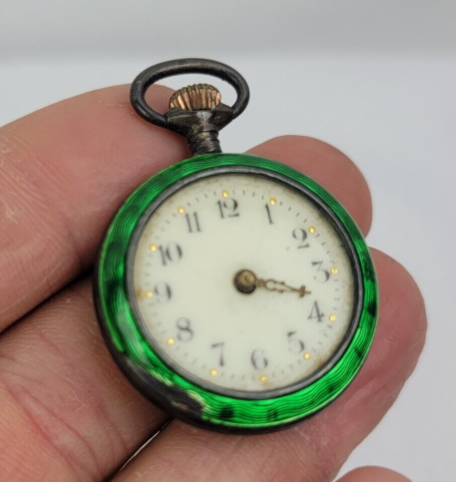 Vintage Swiss Pocket Watch - Guilloche Enamel