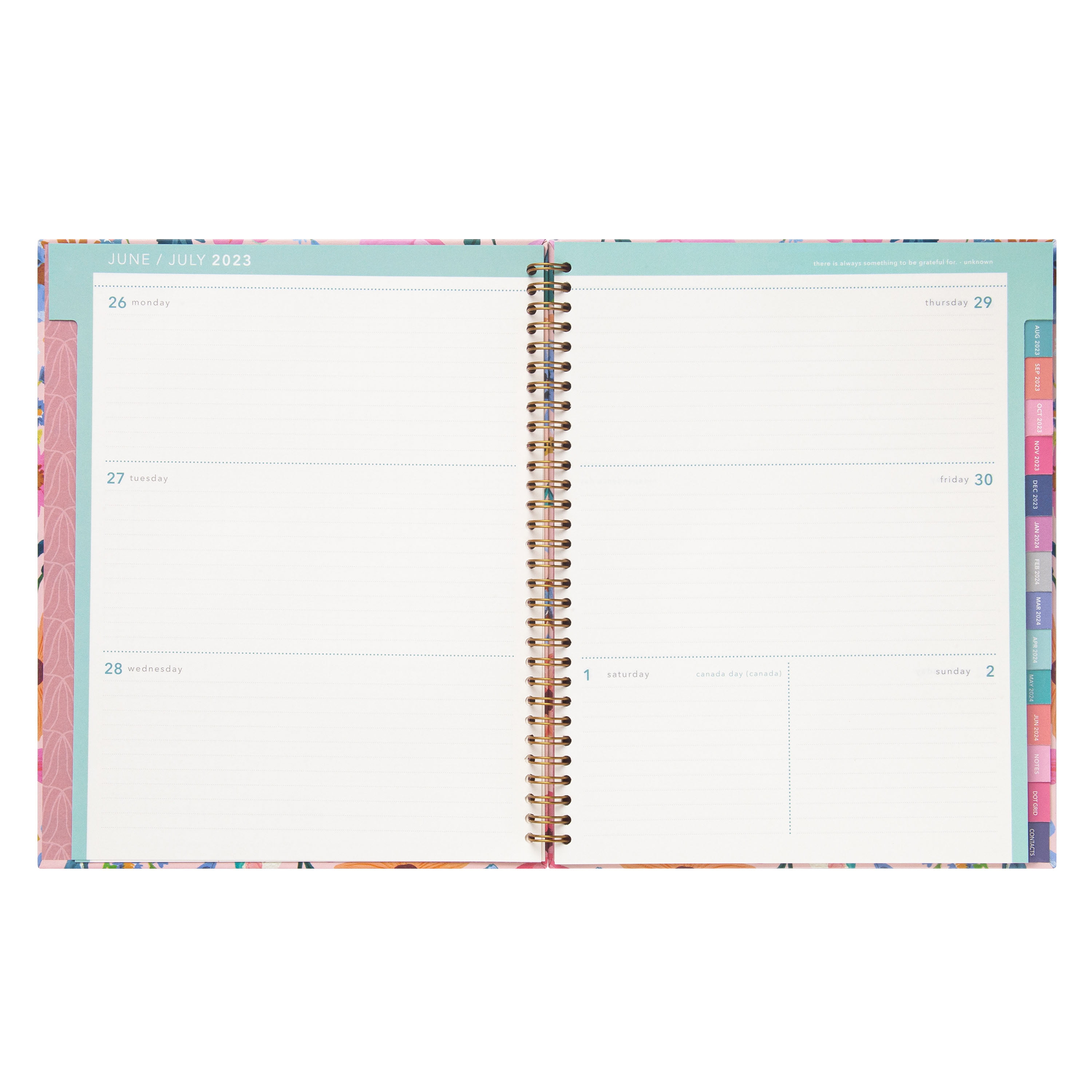 2023-2024 Mintgreen Weekly/Monthly Spiral Planner, 8.5" x10.5", Wildflower