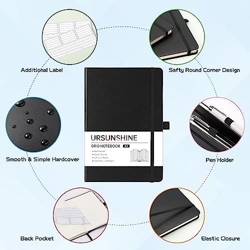 Graph Grid Hardcover Journal with Accessories - Black