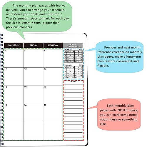 Office Planner Jan 2023- Dec 2024 Monthly Calendar Planner - 9 × 11 Time Management Personal Planner Hard PVC Cover with Spiral Bound