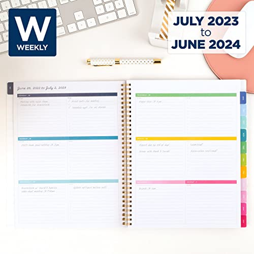 AT-A-GLANCE 2023-2024 Academic Planner, Simplified by Emily Ley, Weekly & Monthly, 8-1/2" x 11", Large, Monthly Tabs, Flexible Cover, Happy Stripe (EL10-905A)