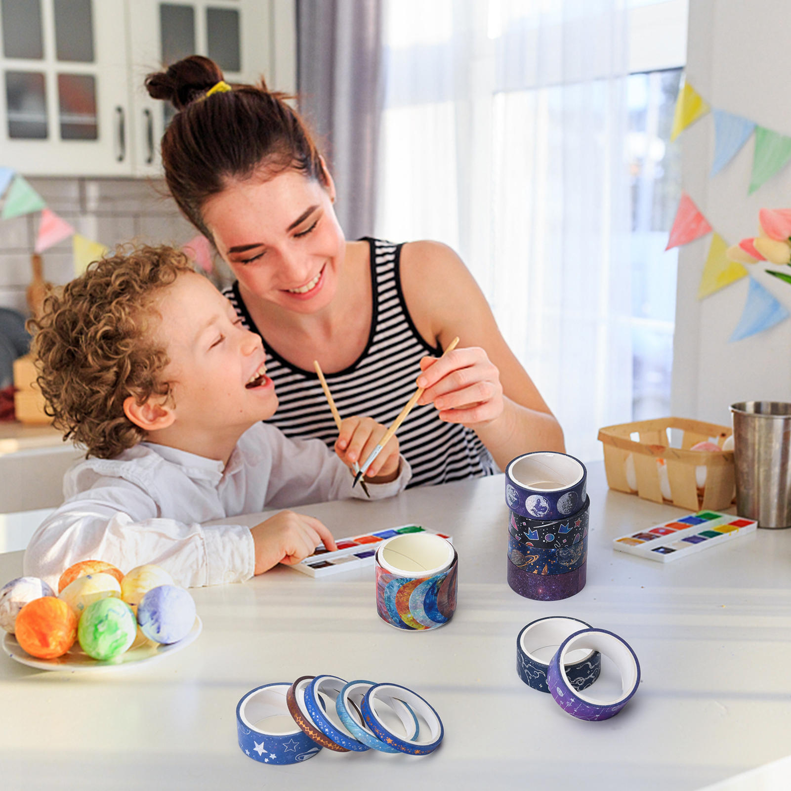 Starry blue washi tape set with gold foil