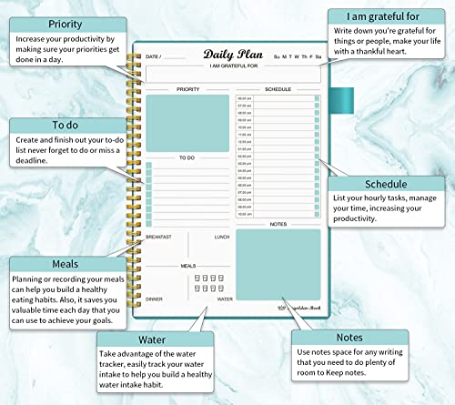 Undated Daily Planner with Hourly Schedule & To-Do List